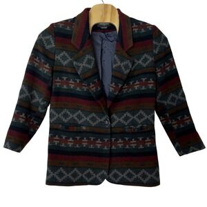 Braetan Vintage Aztec Blazer Jacket Size L Southwestern Geometric Wool Blend
